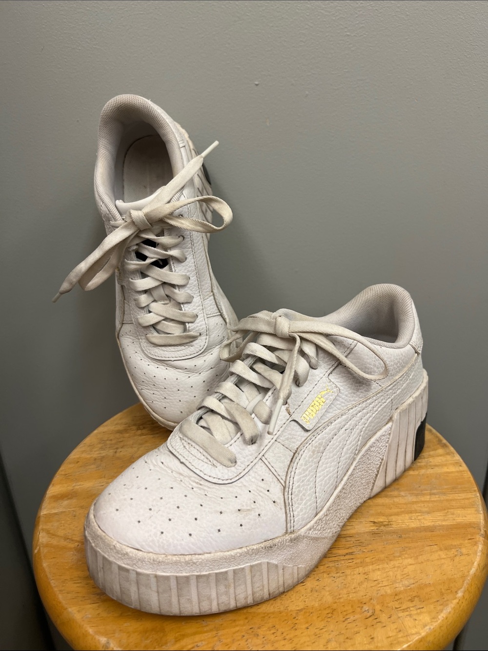 PUMA Cali Wedge Women’s White Platform Sneakers Size 6.5